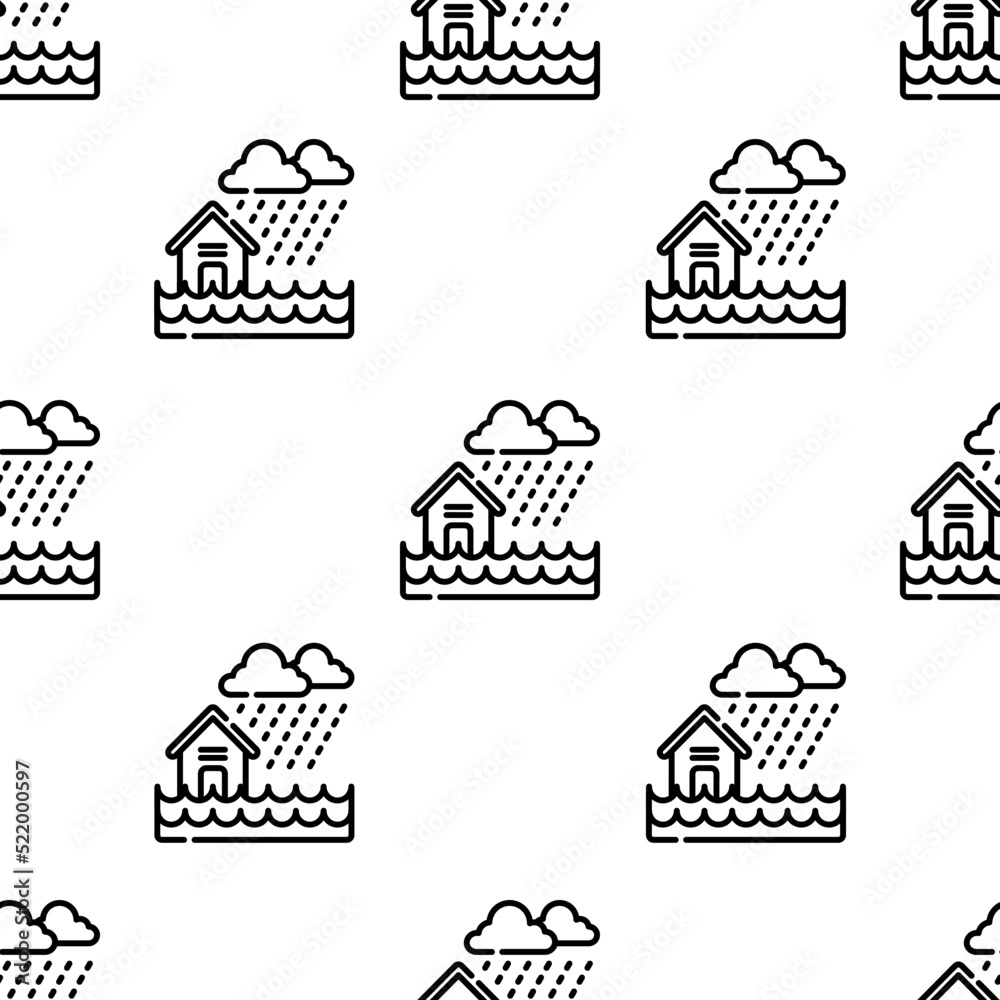 Fototapeta premium flood icon pattern. Seamless flood pattern on white background.