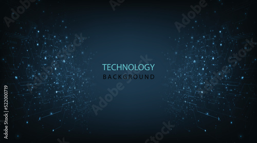 Vector background shows the innovation of technology design.Vector abstract technology illustration Circuit board on dark blue background.