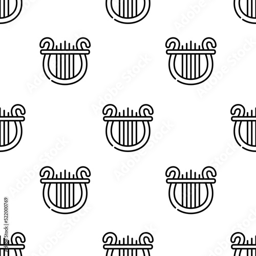 lyre icon pattern. Seamless lyre pattern on white background.