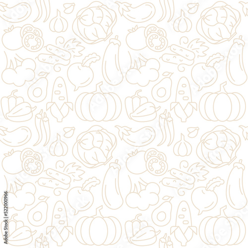 Farm harvest abstract seamless pattern. Editable vector shapes on white background. Trendy texture with cartoon color icons. Design with graphic elements for interior  fabric  website decoration