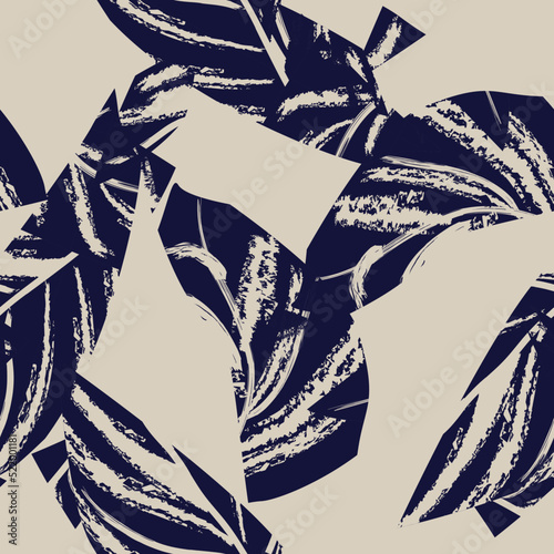 Brushstroke Tropical Leaf Seamless Pattern Design