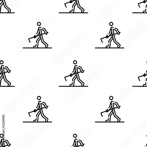 farmer hoeing icon pattern. Seamless farmer hoeing pattern on white background.