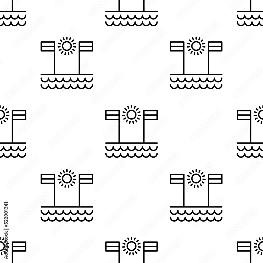 Fototapeta premium beach icon pattern. Seamless beach pattern on white background.