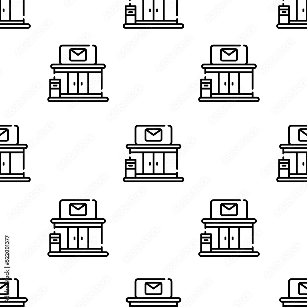 post office icon pattern. Seamless post office pattern on white background.