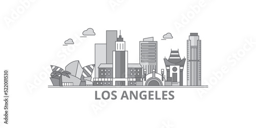 United States, Los Angeles City city skyline isolated vector illustration, icons