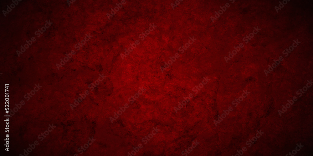 Red wall backdrop background with red faded border and old vintage grunge texture, marbled red painted background illustration for Christmas or valentines day.	
