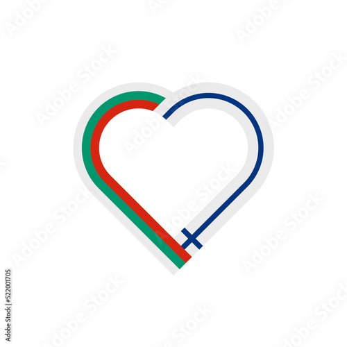 unity concept. heart ribbon icon of bulgaria and finland flags. vector illustration isolated on white background