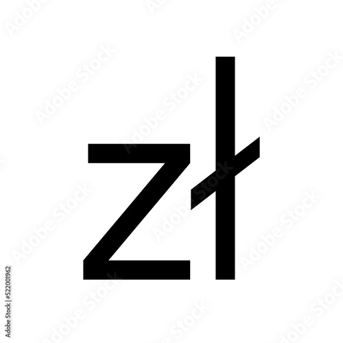 Polish zloty currency sign isolated on white background. Vector