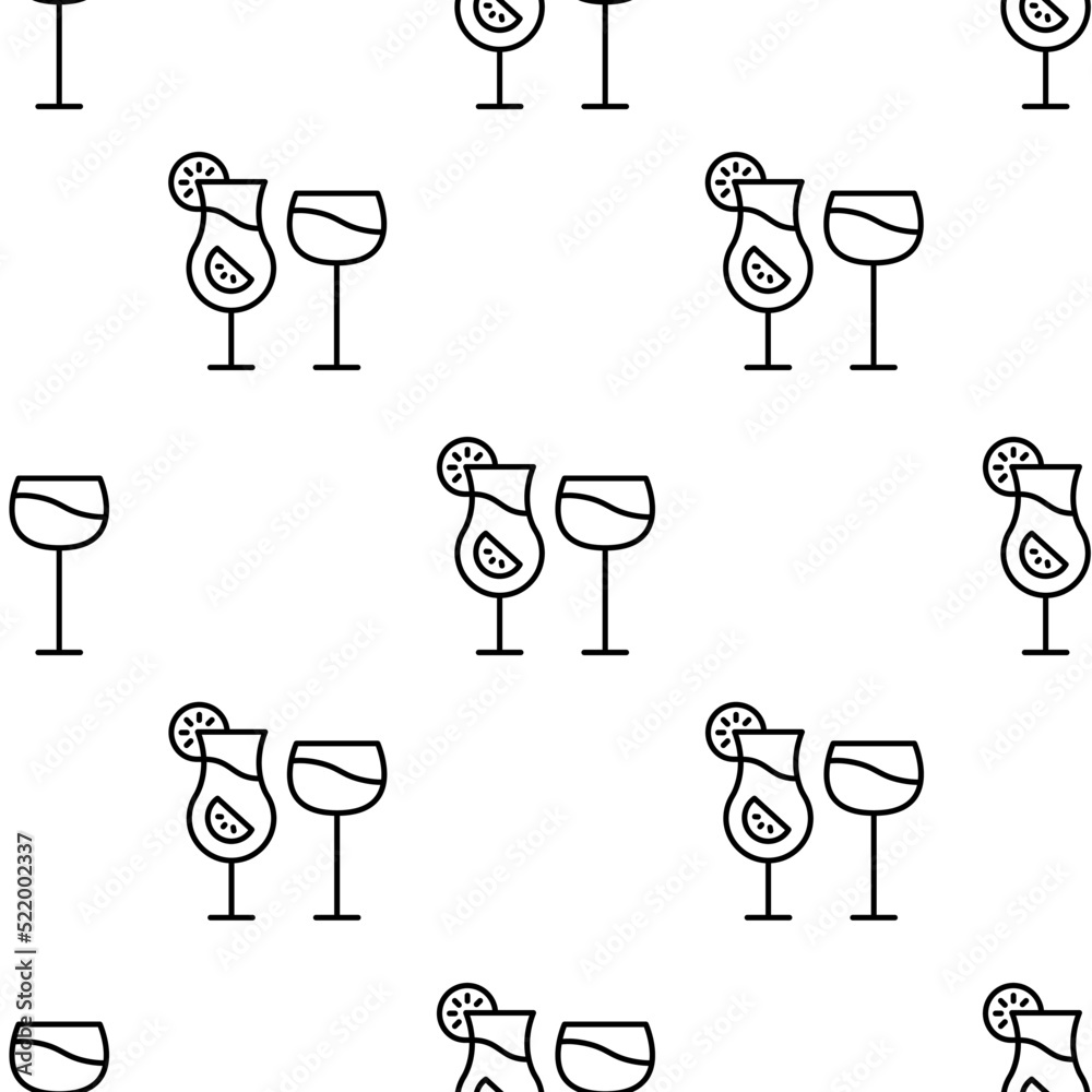 cocktails icon pattern. Seamless cocktails pattern on white background. cocktails icon pattern. Seamless cocktails pattern on white background.