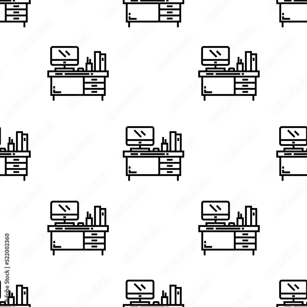 desk icon pattern. Seamless desk pattern on white background.