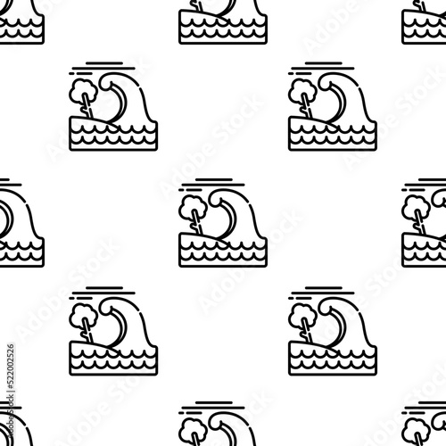 tsunami icon pattern. Seamless tsunami pattern on white background.