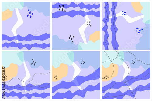 Abstract hand drawn doodle shapes pastel colors.