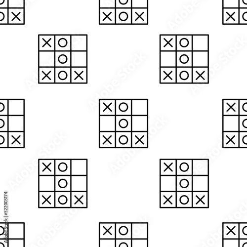 tic tac toe icon pattern. Seamless tic tac toe pattern on white background.