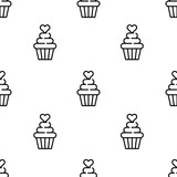 cupcake icon pattern. Seamless cupcake pattern on white background.
