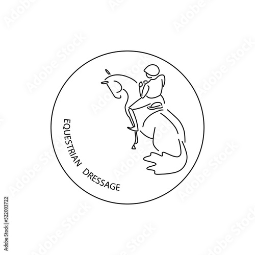 Equestrian, dressage, horse riding, line, round logo design