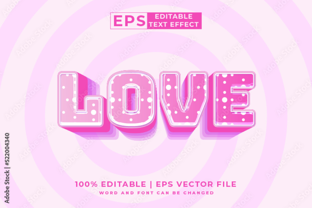 Editable text effect Love 3d cartoon template style premium vector Editable text effect Love 3d cartoon template style premium vector