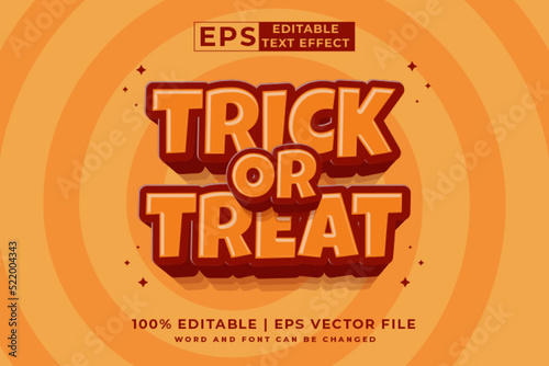 Editable text effect Trick Or Treat 3d cartoon template style premium vector