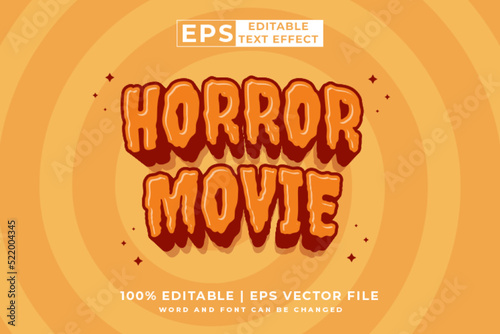 Editable text effect Horror Movie 3d cartoon template style premium vector