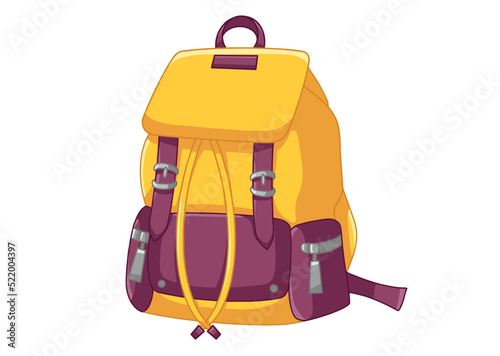 Yellow backpack in vector isolated on white