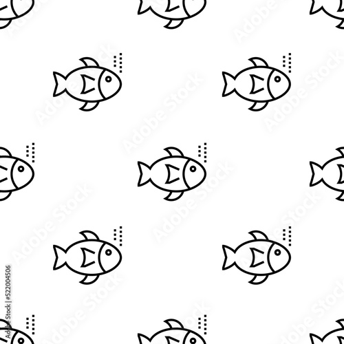 fishes icon pattern. Seamless fishes pattern on white background.