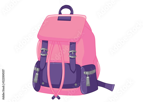 Pink backpack in vector isolated on white
