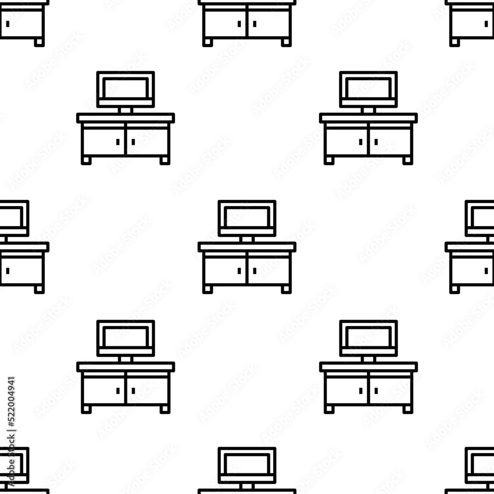 tv table icon pattern. Seamless tv table pattern on white background. tv table icon pattern. Seamless tv table pattern on white background.
