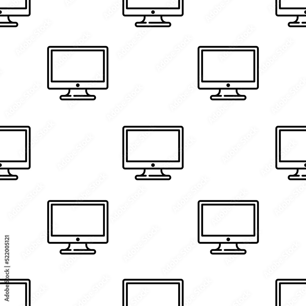 computer icon pattern. Seamless computer pattern on white background.