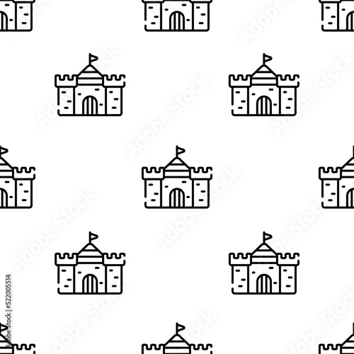 castle icon pattern. Seamless castle pattern on white background.
