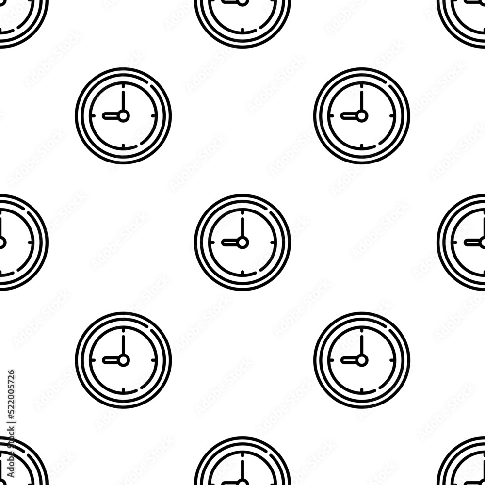 clock icon pattern. Seamless clock pattern on white background.