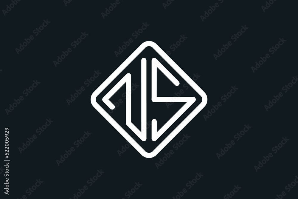 Initials NS Geometric Monogram Logo Design , Simple Square NS Letter Logo Initials NS Geometric Monogram Logo Design , Simple Square NS Letter Logo