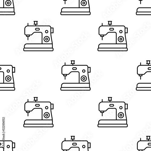 sewing machine icon pattern. Seamless sewing machine pattern on white background.
