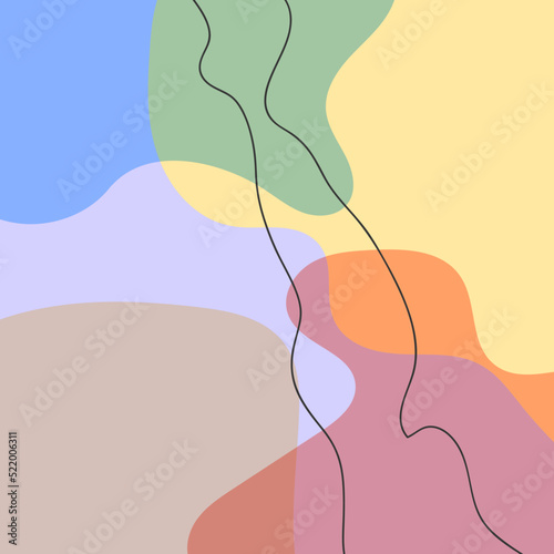 Abstract hand drawn doodle shapes pastel colors.