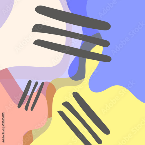 Abstract hand drawn doodle shapes pastel colors.