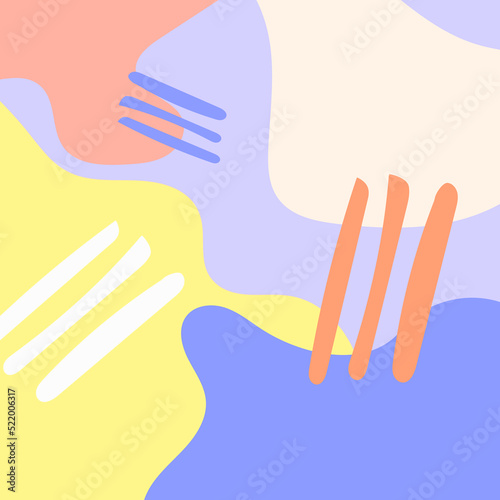 Abstract hand drawn doodle shapes pastel colors.