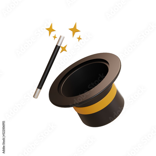 magic hat illustration 3d