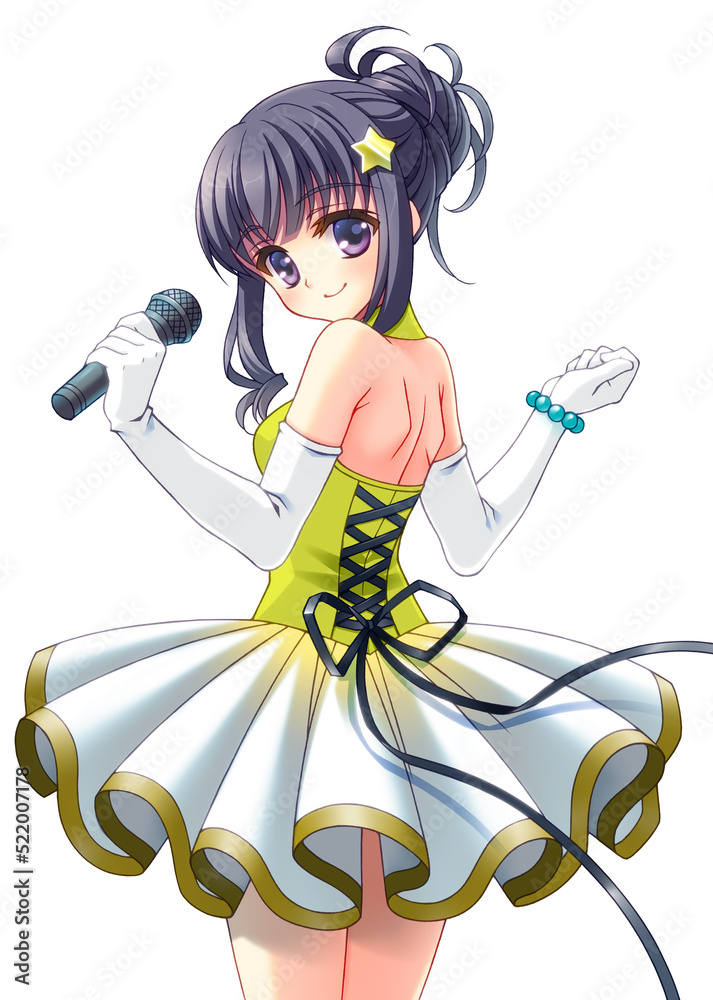 illustration of idol girl anime style - obrazy, fototapety, plakaty 