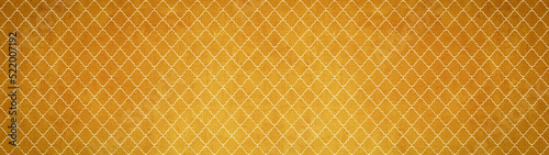 Abstract golden yellow colored traditional motif tiles wallpaper floor textur...