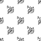 leaf icon pattern. Seamless leaf pattern on white background.