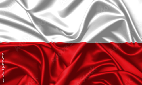 Poland waving flag close up satin texture background