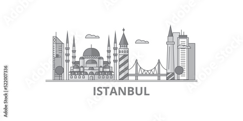 Turkey, Istanbul city skyline isolated vector illustration, icons