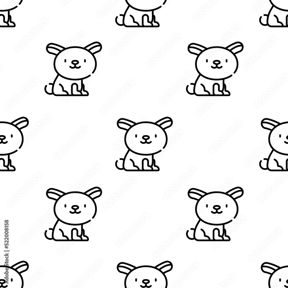 Obraz premium rabbit icon pattern. Seamless rabbit pattern on white background.