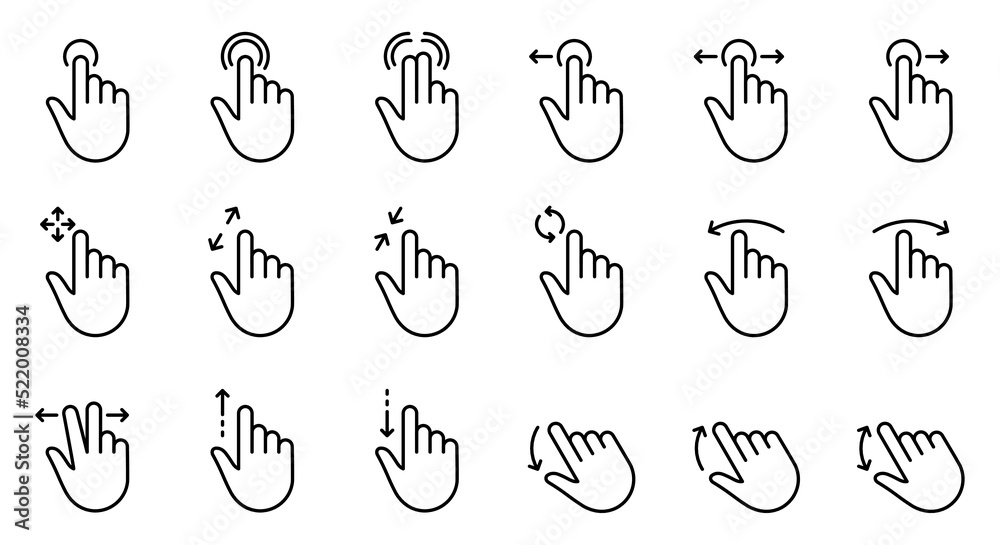 Flick up gesture linear icon. Touchscreen gesturing. Human hand and fingers.  Using sensory devices. Thin line illustration. Contour symbol. Vector  isolated outline drawing. Editable stroke 8198005 Vector Art at Vecteezy