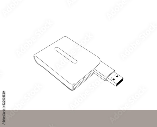 Pen Drive Icon Vector stock illustration. Pen drive icon vector illustration stock illustration. USB flash drive icon vector line art design. Flash Drive Icon Vector Illustration