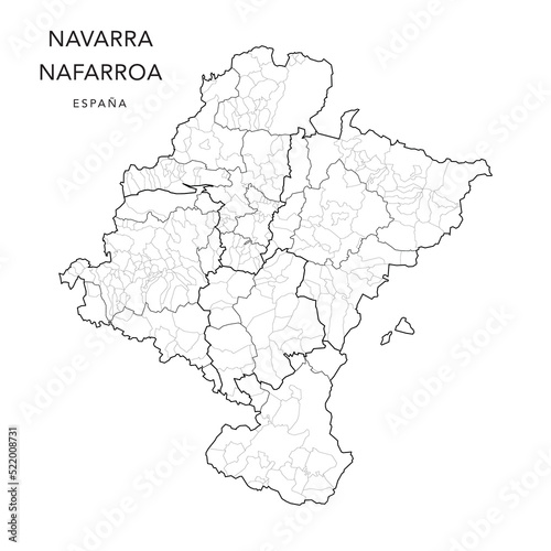 Geopolitical Vector Map of the Chartered Community of Navarre  Navarra Nafarroa  with Jurisdictions  Partidos Judiciales   Comarques  Comarcas  and Municipalities  Municipios  as of 2022 - Spain