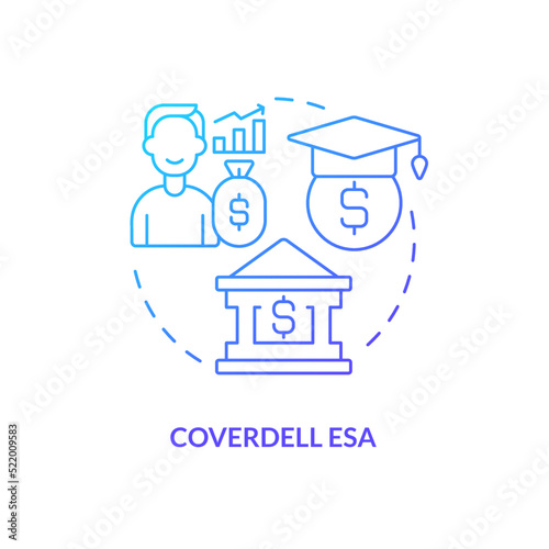 Coverdell ESA blue gradient concept icon. Open student account. Account type for college savings abstract idea thin line illustration. Isolated outline drawing. Myriad Pro-Bold font used