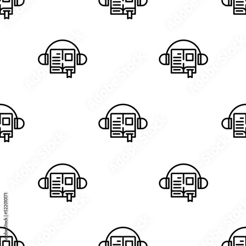 audiobook icon pattern. Seamless audiobook pattern on white background.