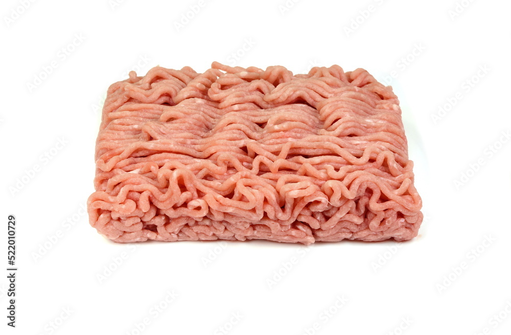 Fresh raw minced beef meat isolated on white Fresh raw minced beef meat isolated on white
