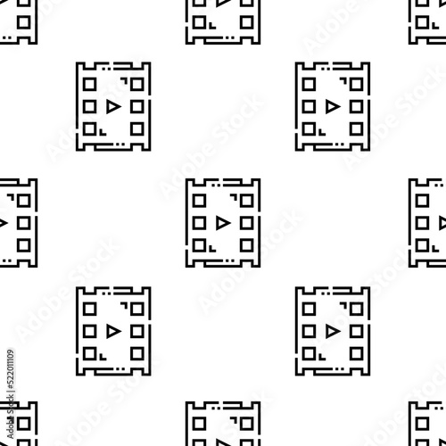 video player icon pattern. Seamless video player pattern on white background.