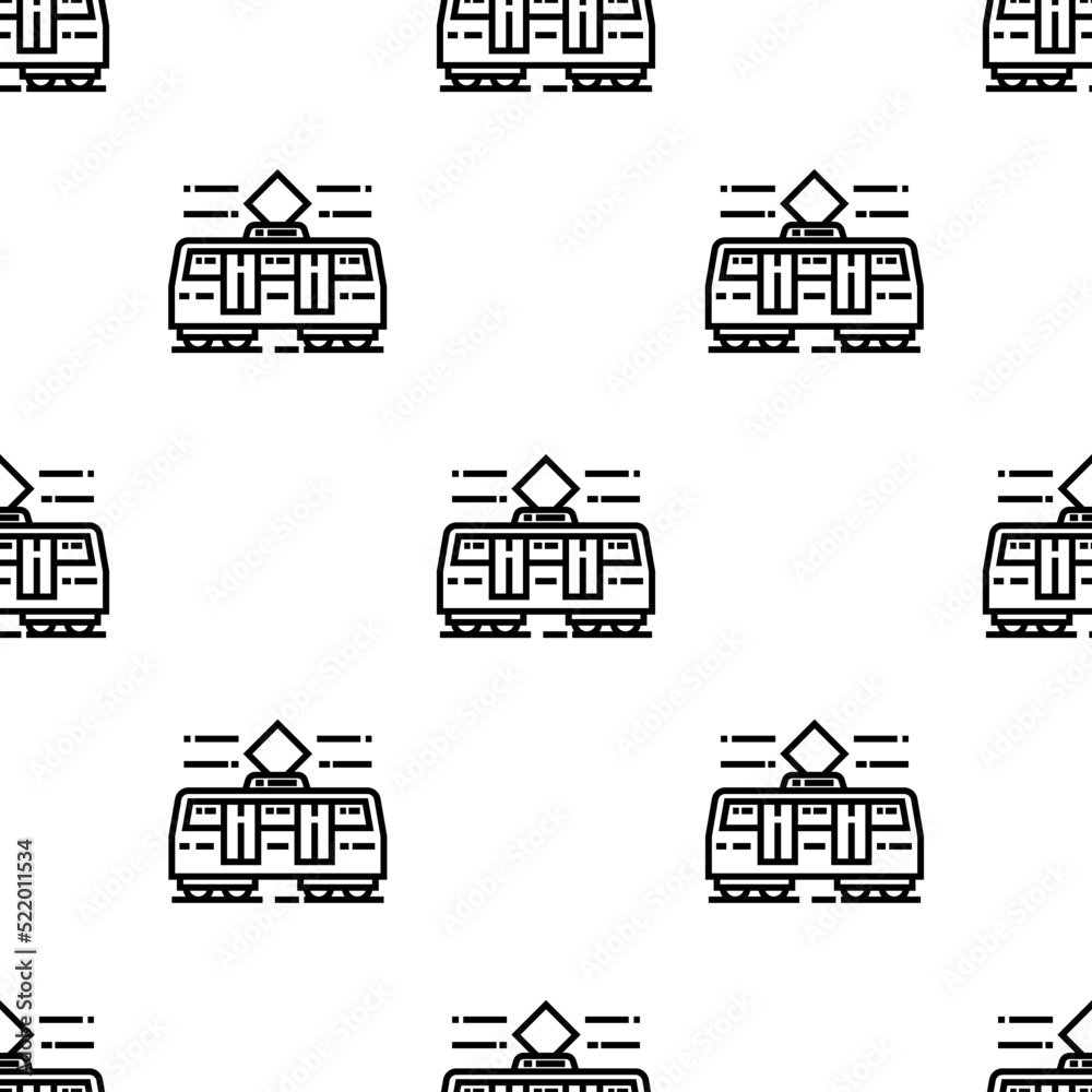 tram icon pattern. Seamless tram pattern on white background.