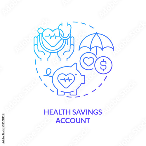 Health savings account blue gradient concept icon. Medical policy. Patient care. Finance management abstract idea thin line illustration. Isolated outline drawing. Myriad Pro-Bold font used